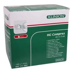 Compresse De Gaze Klinion HG Stérile 8 Couches 8.5x5cm